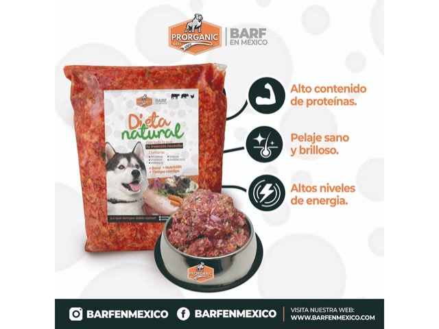 Dieta Natural BARF PRORGANIC: pollo y cerdo, empacada al vacío