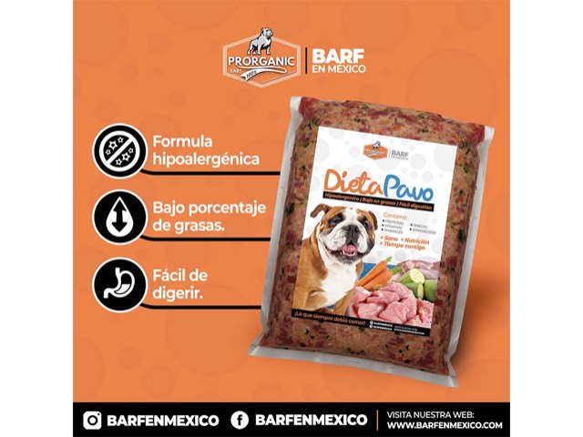 Dieta Pavo BARF PRORGANIC: pavo y cordero, empacada al vacío