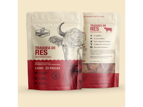 Tráquea de res (aritos) deshidratado natural para perro PRORGANIC